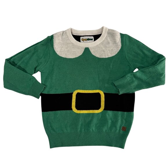 Tipsy Elves Green Elf Christmas Sweater Youth Small Holiday Knit - Picture 1 of 6